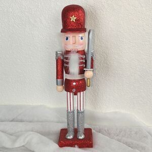 14" Wooden Nutcracker Glittering Soldier Santa Claus! Price Firm!